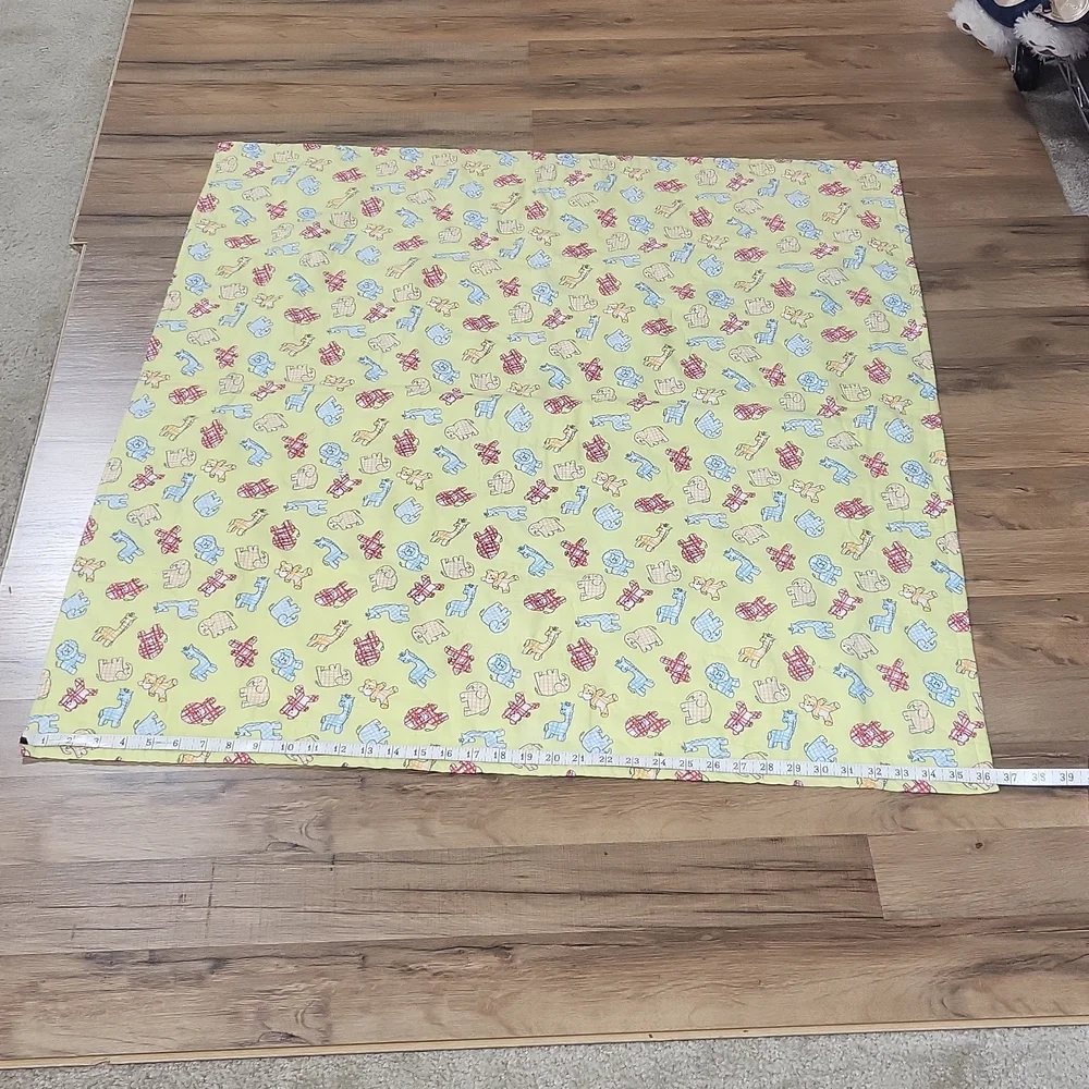 Handmade Yellow White Embroidered Animal Baby Quilt Blanket